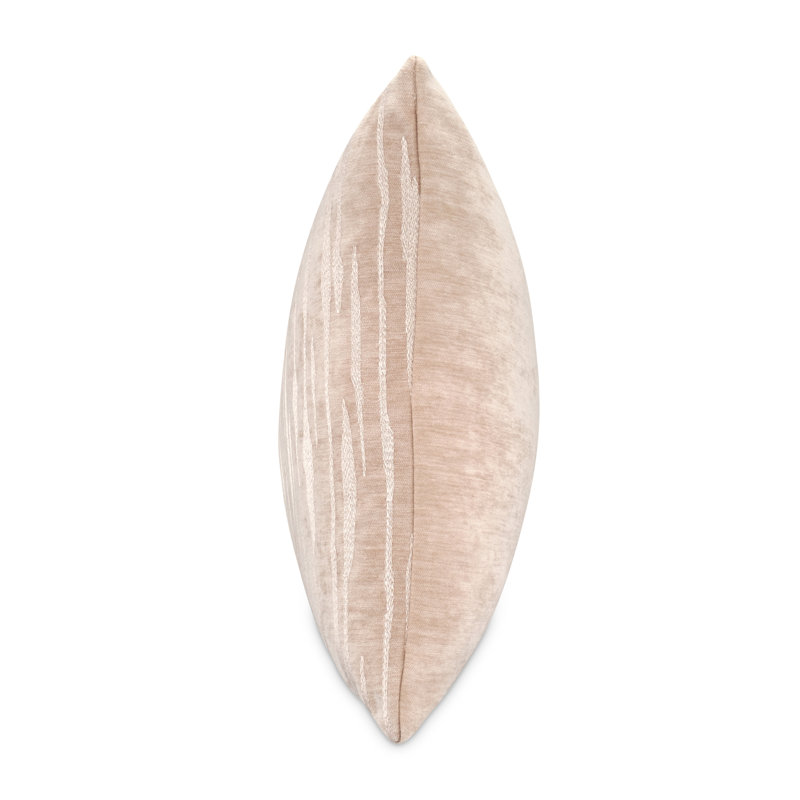 Parallel Abstract Feather Reversible Throw Pillow, Cream