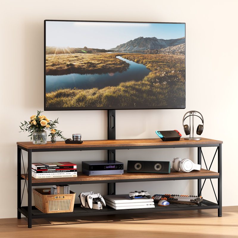 Meuble télé avec 3 tablettes de rangement ouvertes pour téléviseurs de 32 po à 65 po