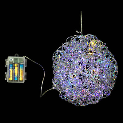  Boule de Noël scintillante à piles 8 po avec 35 micro lumières blanches chaudes