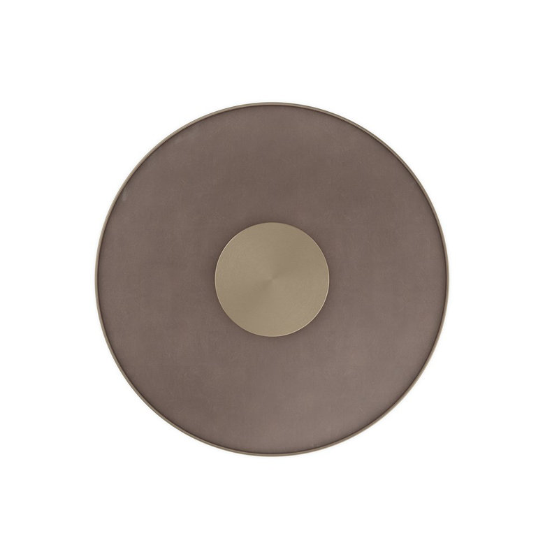 Aperture Glass End Table, Brushed Gold, Forest Craze/Seal Skin