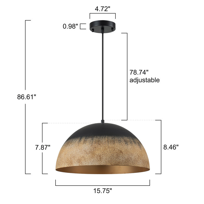 1 - Light 15.8” Single Dome Pendant