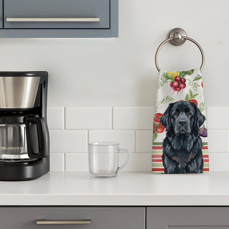 Black Newfoundland Vegetables Kitchen Towel, Black Newfoundland