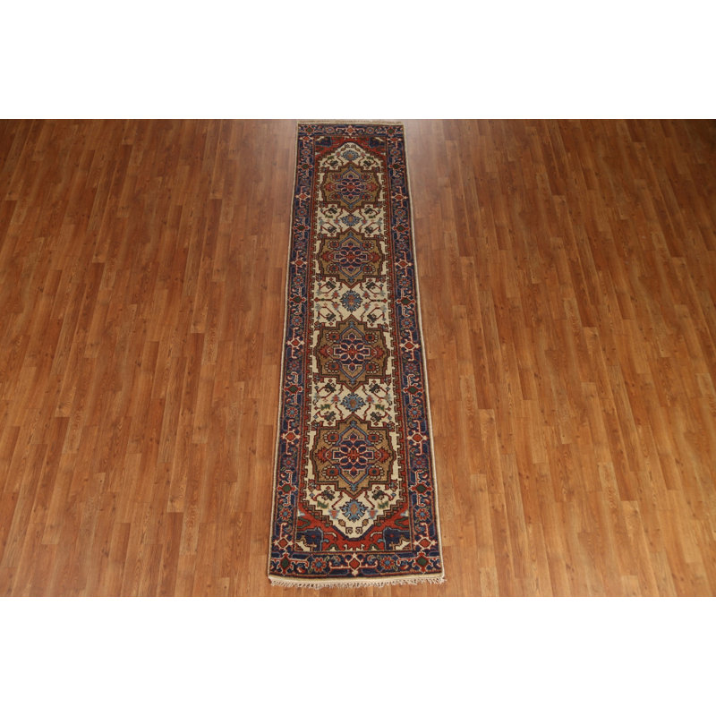 Tapis de couloir géométrique fait à la main Heriz Serapi 3 x 10