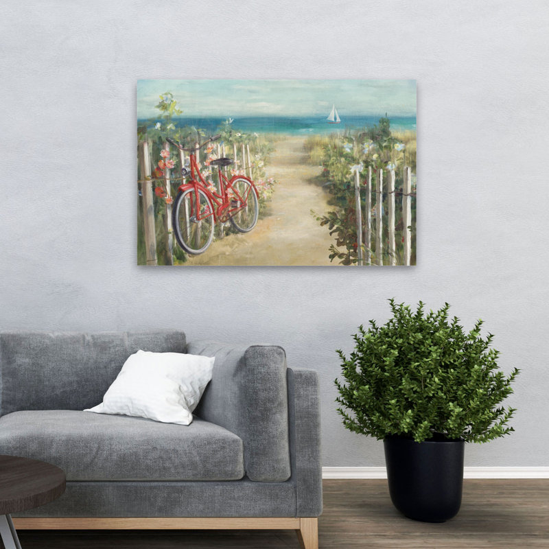 «Beaches and Bicyclcles Summer Ride Crop Art», H 32 po x l 48 po