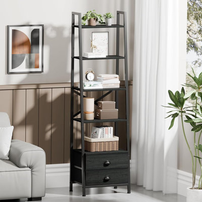 5-Tier Ladder Shelf With 2 Drawers