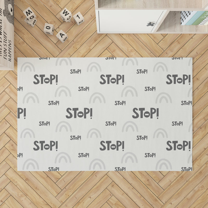 Stop Slate Kids Play Mat, Ivory/Charcoal, Rectangle 2' x 3'
