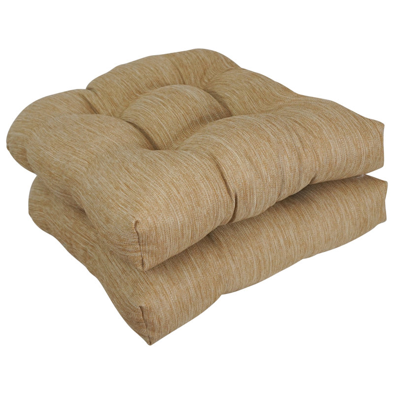 19-Inch Rounded Back Woven Olefin Outdoor Chair Cushions  (Set Of 2), Tan