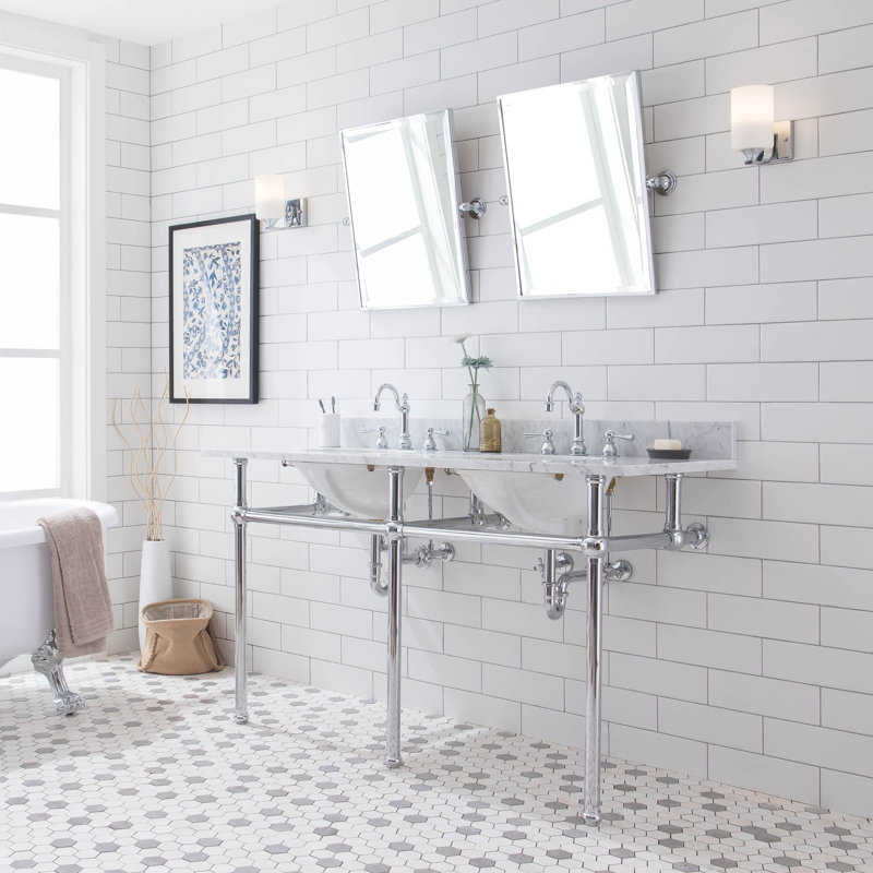 Embassy Stone Oval Console Bathroom Sink with Faucet and Overflow, Chrome