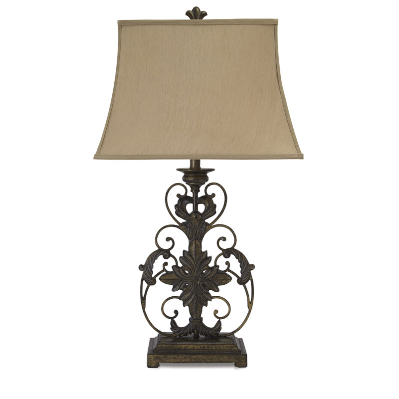 Elegance Swirl Beige and Gold 18" Table Lamp Set
