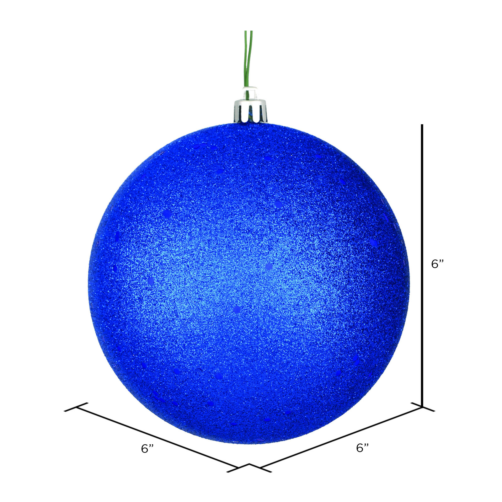 Holiday Décor Ball Ornament, 6" H x 6" W x 6" D, Midnight Blue Sequin