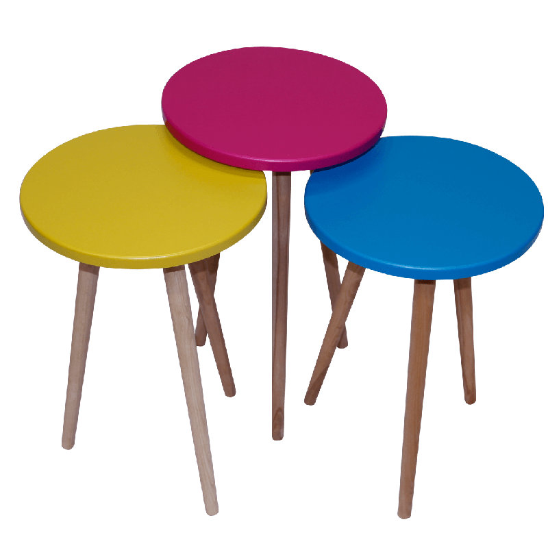 Emmet Nesting Tables, Yellow/Pink/Blue