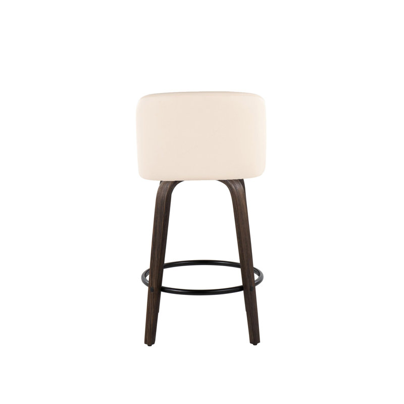 Lakyia Swivel Upholstered Counter Stool, Cream