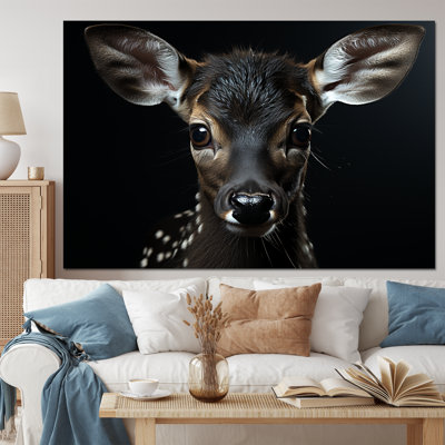 Portrait de cerf noir et blanc - art mural cerf