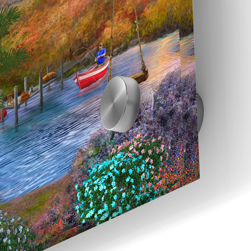 «Pleasure Lake Panorama» par Bigelow, illustrations sur verre acrylique, H 12 po x l 36 po