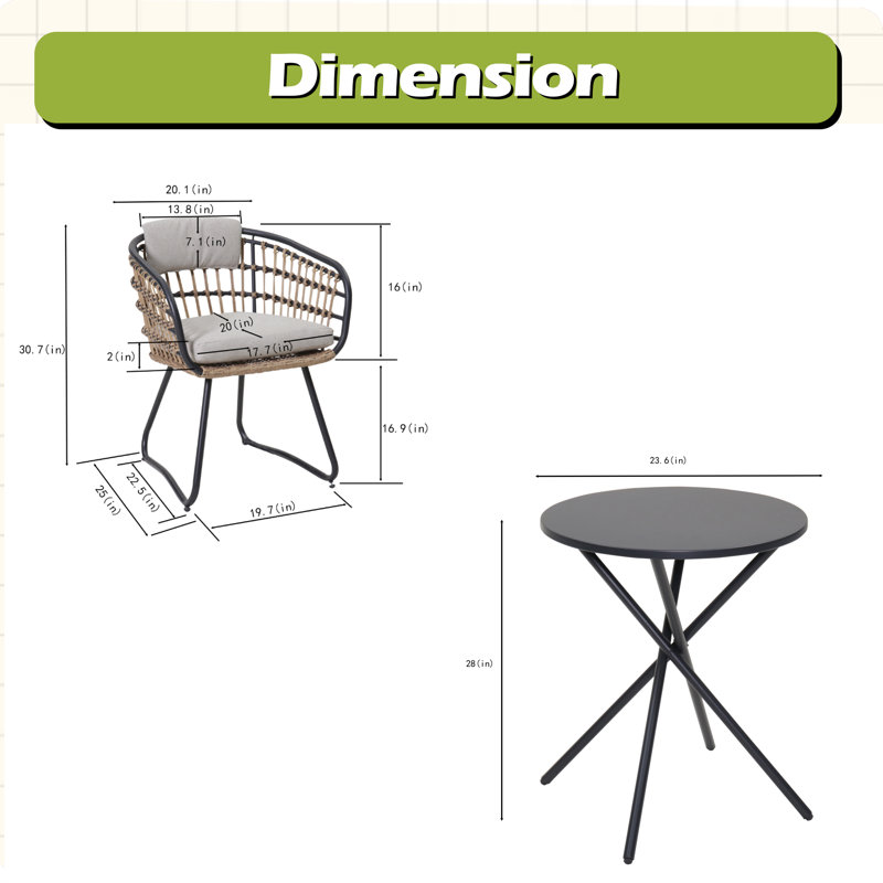 3-Piece Outdoor Bistro Set