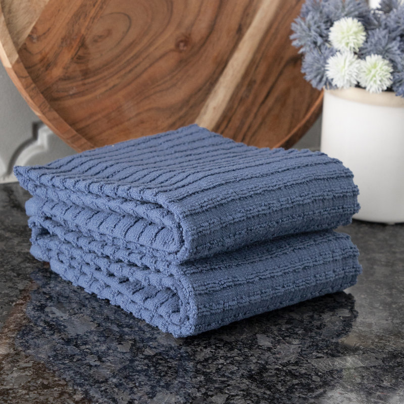 RITZ Cotton Waffle Tea Towel Kitchen Towel, Federal Blue
