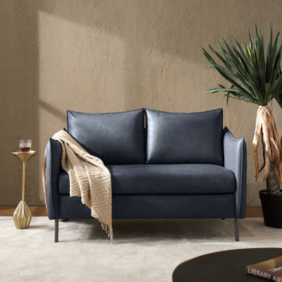 Paolo Modern 53" Upholstered Leather Loveseat