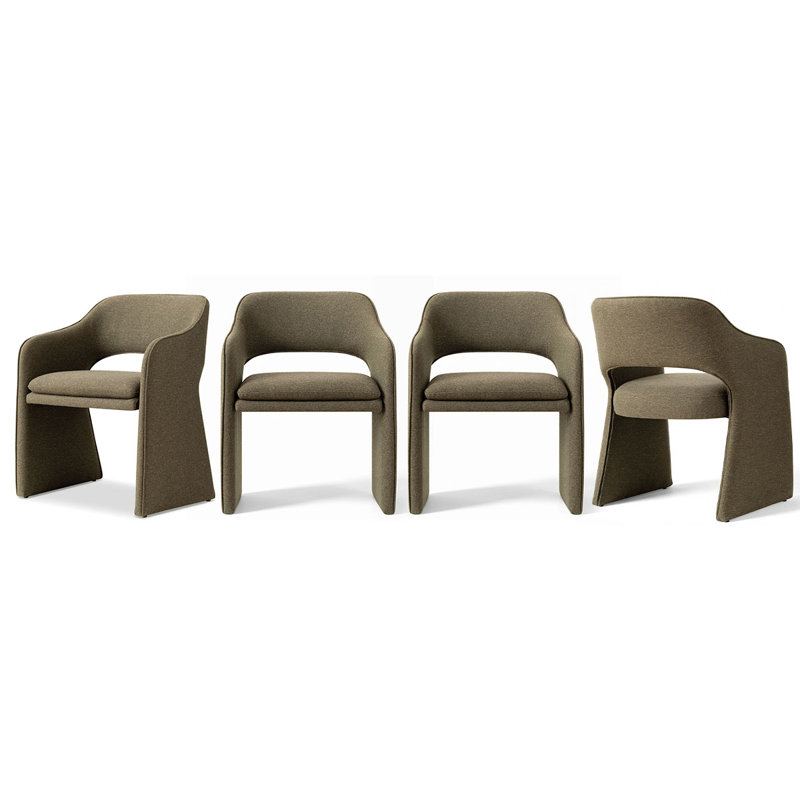 19" Seat Height Upholstered Waterproof Dining Armchair, Olive Green