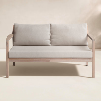 Amina 58" Acacia Outdoor Love Seat with Cushions