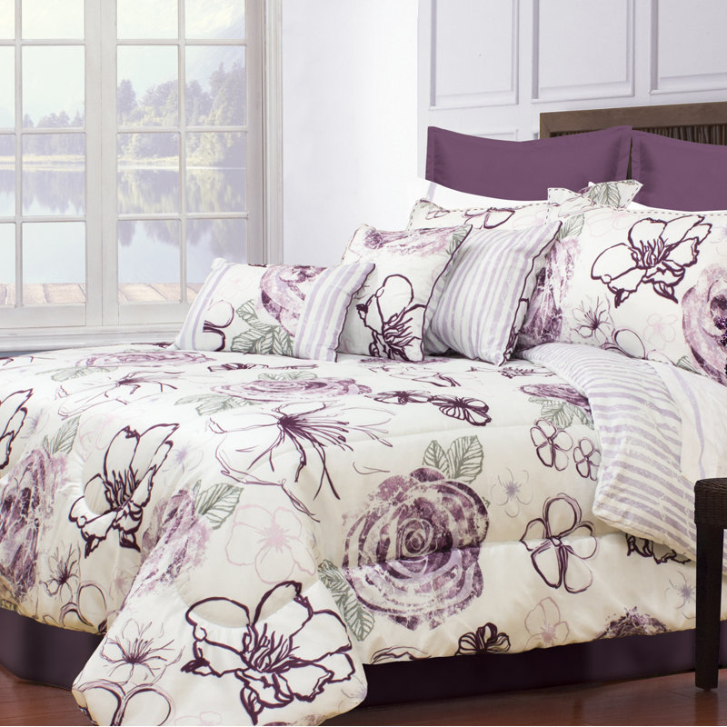 Full Comforter + 2 Twin Shams + 2 Throw Pillows