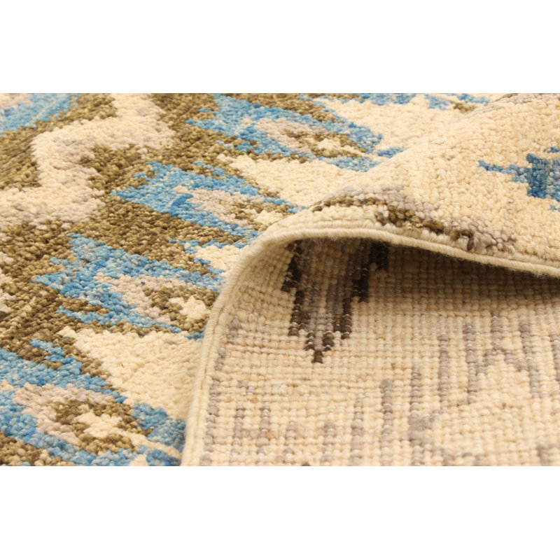 Tapis unique en laine noué à la main Shalimar nouvel âge de 5 pi 2 po x 8 pi 4 po crème