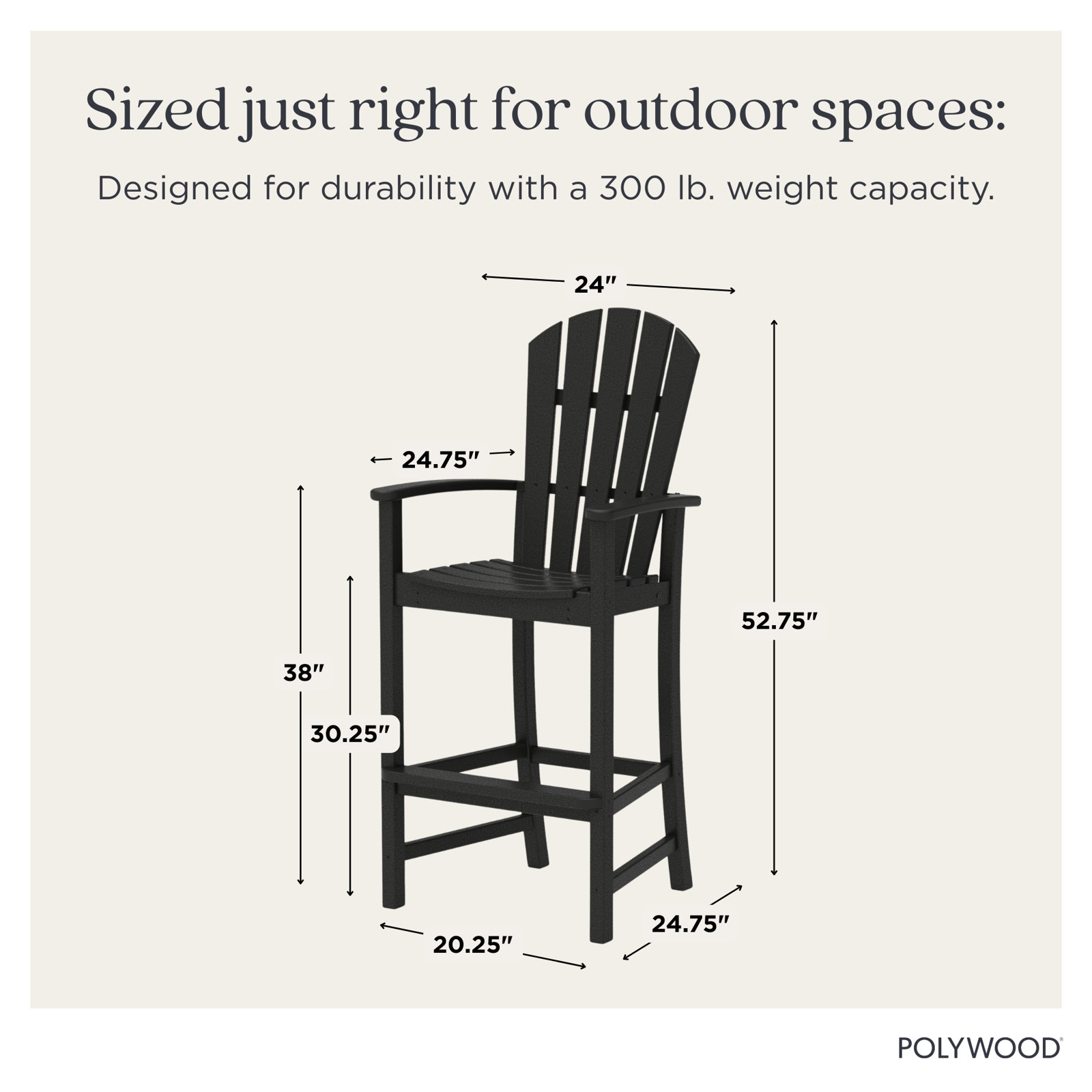 POLYWOOD® Palm Coast Patio Bar Stool, White