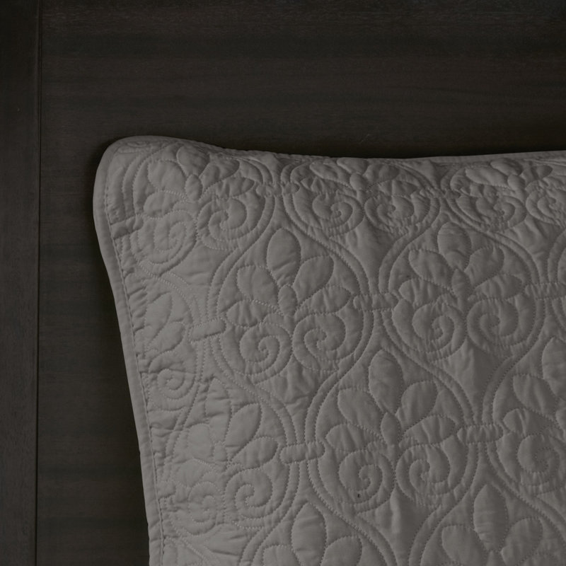 Ensemble de couvre-lit réversible gris foncé, Couvre-lit pour grand lit + 2 taies décoratives, Gris foncé