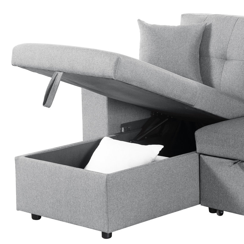 3 - Piece Upholstered Sectional, Light Gray Linen