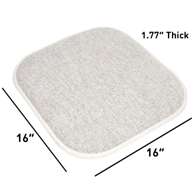 Alexis Memory Foam No Slip Back 16" x 16" Chair Pad Cushion, Cream/Brown, 4-Pack