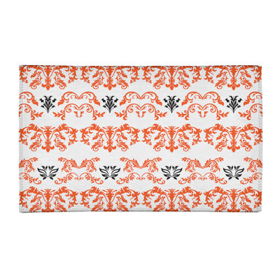 Tapis damassé blanc / orange