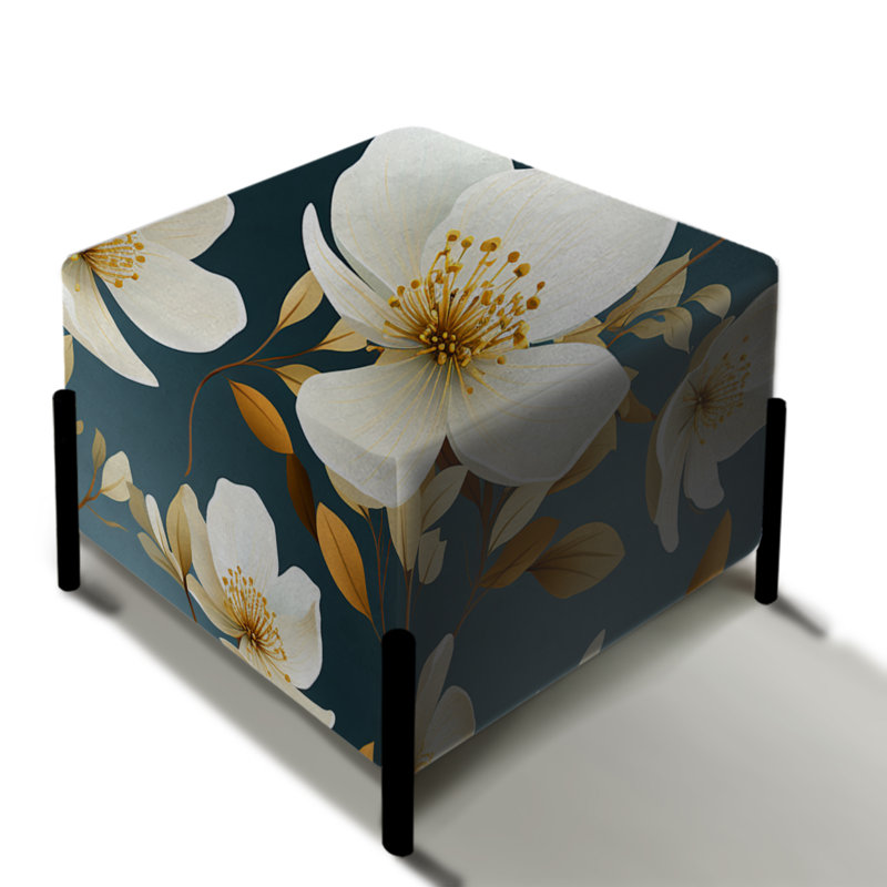 Blanc éthéré Elegance Floral Blooms - Repose-pieds carré floral