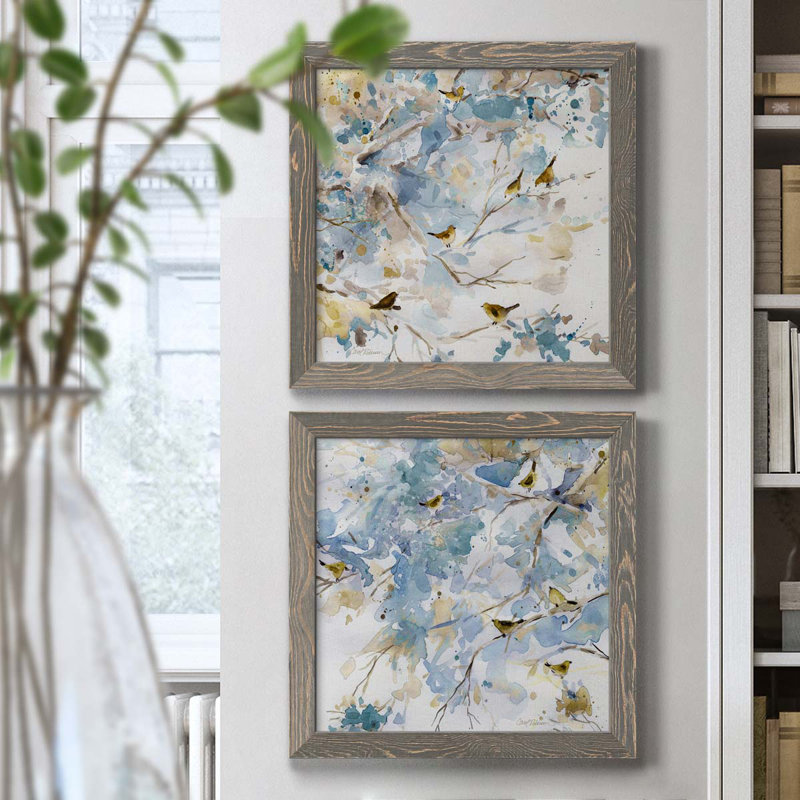 «Topaz Spring I», ensemble de 2 peintures sur toiles, Toile avec cadre gris, H 40 po x l 20 po x P 1,5 po
