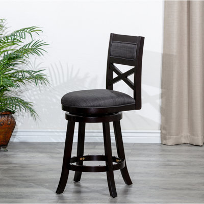 Tabouret pivotant de 24 po à hauteur de comptoir, siège en tissu gris anthracite qui rehausse l'ambiance de votre espace. Tissu du siège. Fabrication stable. Rotation à 360 degrés. Coussin en mousse haute
