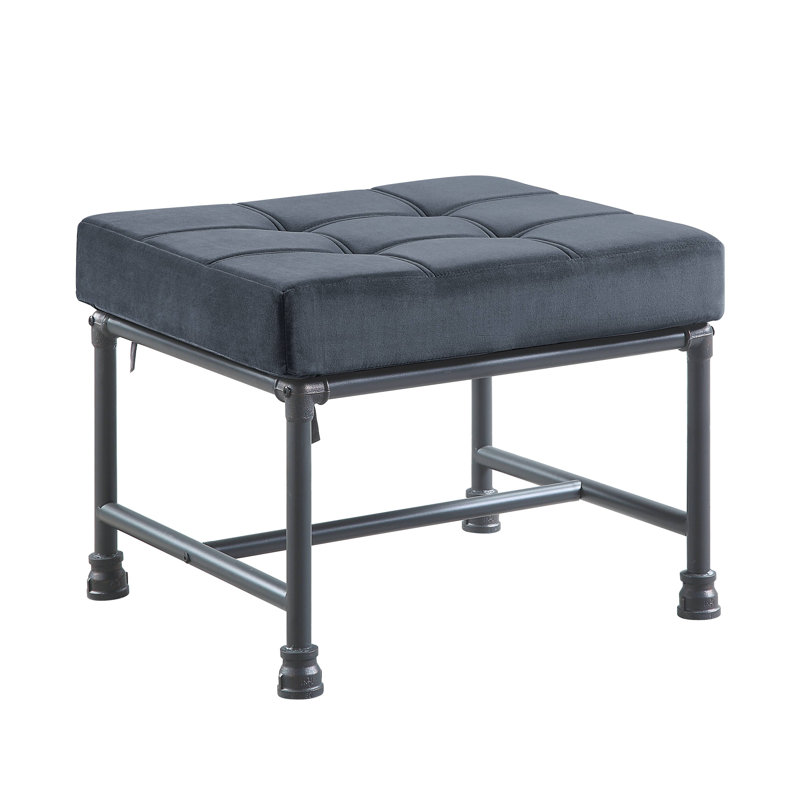 Modern Ottoman Velvet Gray, Metal Gray