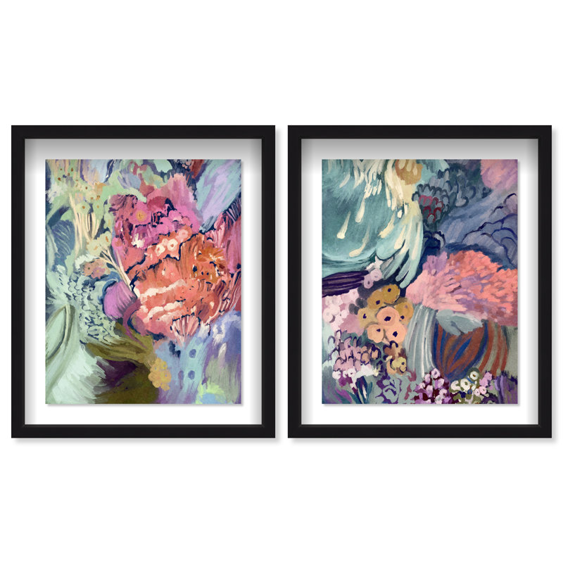 Abstract Botanicals Set Set by Oliver Gal, 51"H x 43"W, Black Shadowbox