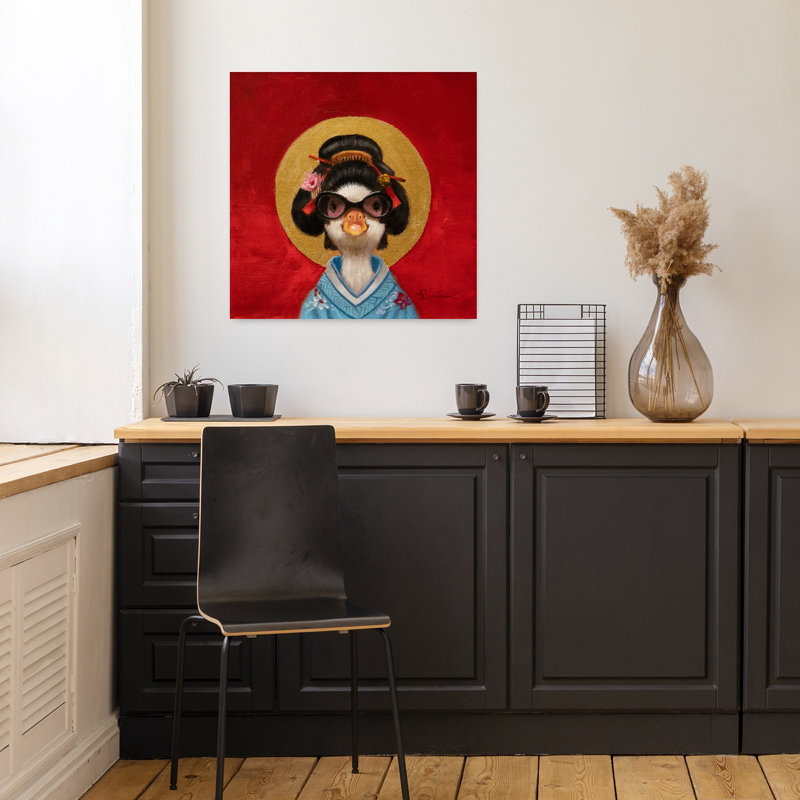 Geisha Duck, art urbain contemporain, H 18 po x l 18 po