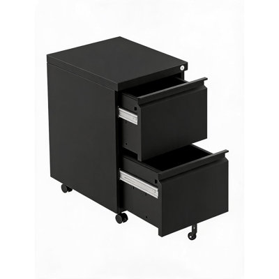 2 Drawer Metal File Cabinet with Lock - Mobile Rolling Filing Cabinet Fits Legal & Letter Size, Under Desk Storage with Adjustable Shelf & Workbench Top for Home Office, Garage & Workshop
