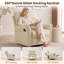 Fauteuil inclinable pivotant en cuir beige-810431875
