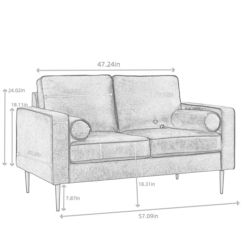 Reisterstown 57'' Faux Leather Loveseat