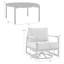 Ensemble de conversation de patio pivotant 3 pièces en aluminium noir avec coussins gris et bois de teck Ardys
