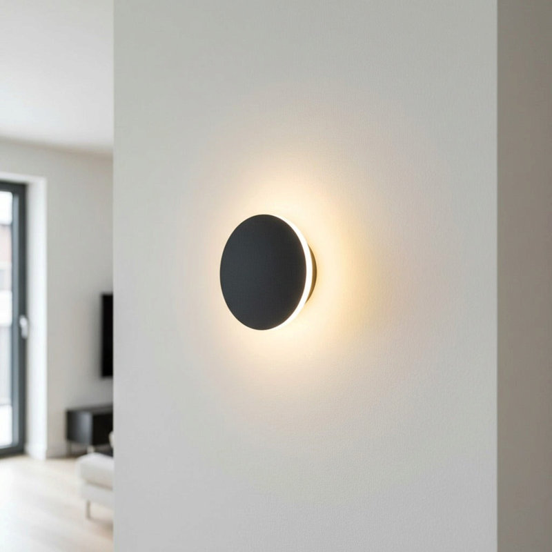 UltraBeam 4 Watt LED Round Indoor LED Wall Light 400 Lumen Diameter 162mm, Matte Black
