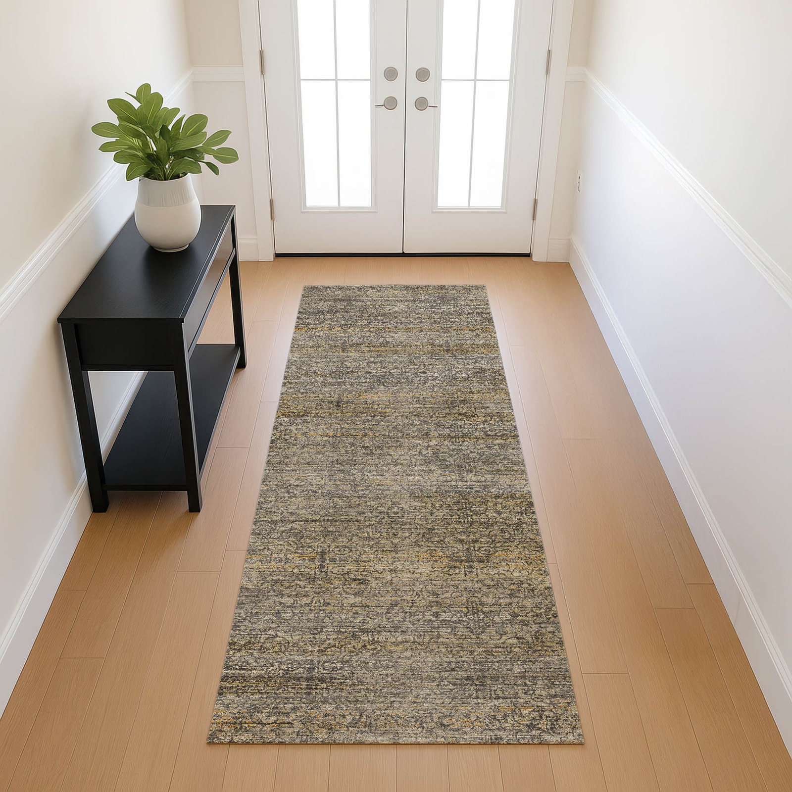 Premium Machine Washable Tirico Casual Rug, Graphite, 2'3" x 7'6" Runner