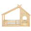 Lit simple au sol avec fenêtre et petite tablette, lit en bois massif avec toit en forme de maison, sans sommier nécessaire, naturel-129591870-129591872
