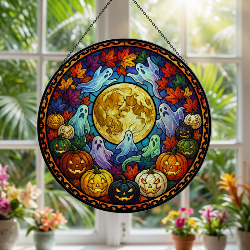 Panneau de vitrail 12 "H Halloween