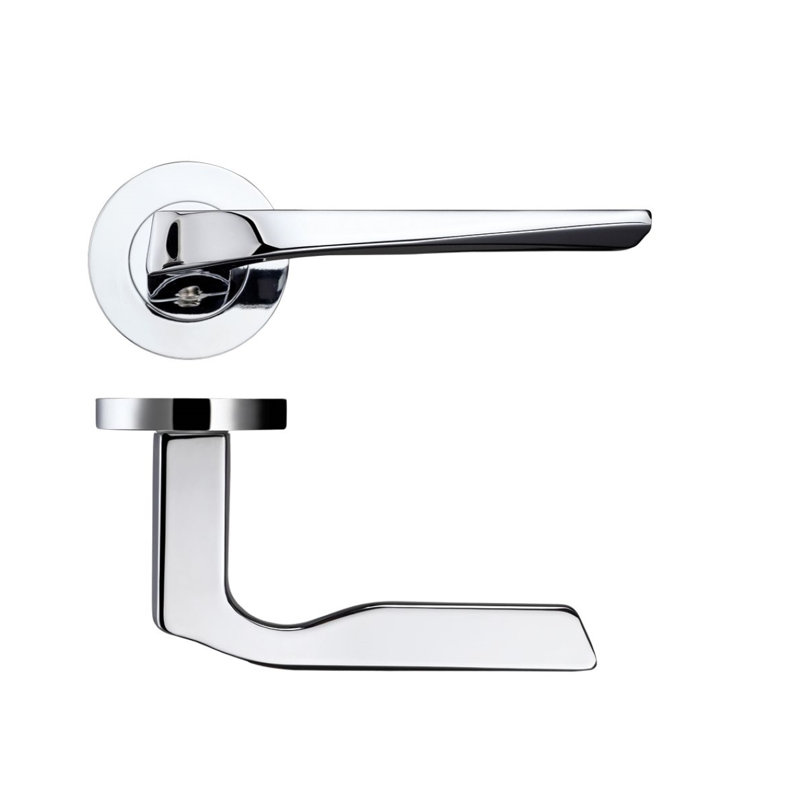 Lyra Latch Door Handle Kit, Polished Chrome