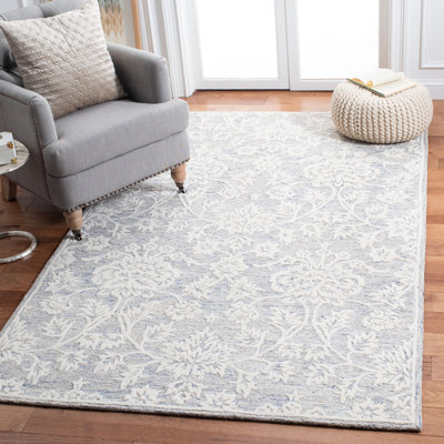 Tapis gris / crème en laine touffeté à la main Larnakas