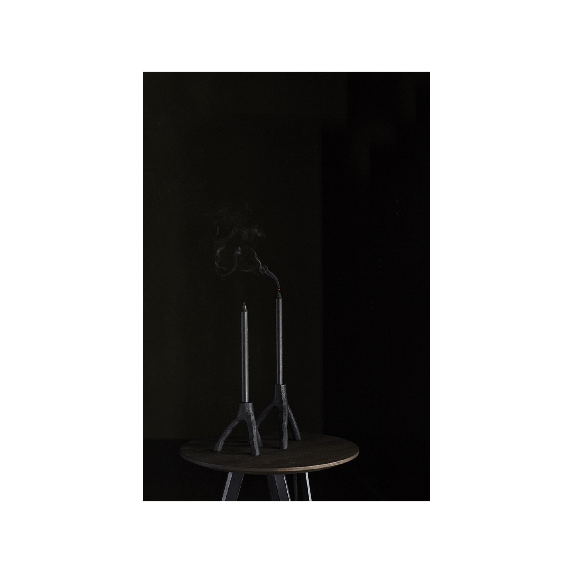 Iron Tabletop Candlestick, 6.69" H x 6.46" W x 5.79" D