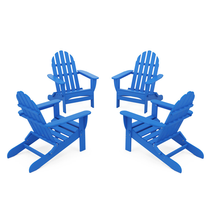 4-Piece Classic Folding Adirondack Conversation Set, Pacific Blue
