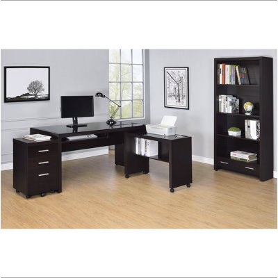 Maureen Cappuccino 5-Shelf Bookcase with Drawer