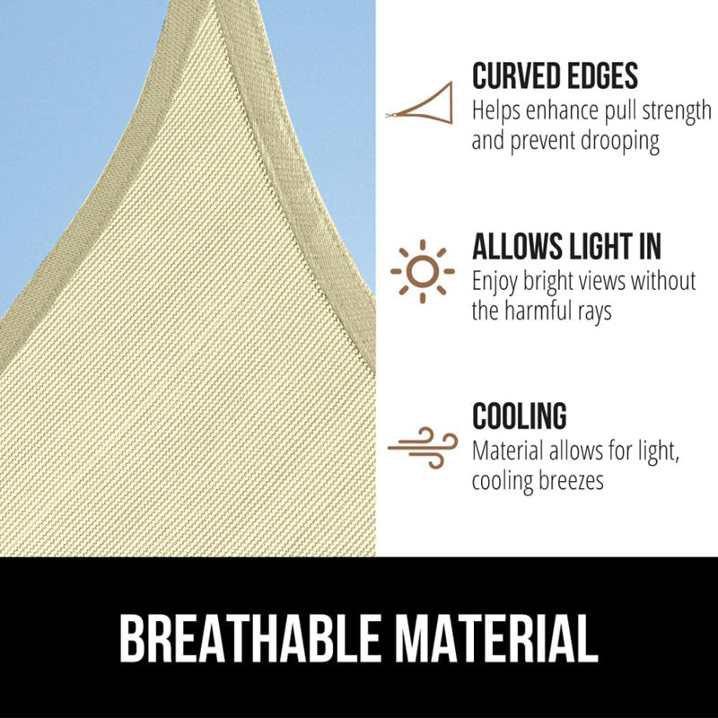 Heavy Duty Sun Shade UV Protection Fade Tear and Rust Resistant Rectangle Sunshade Canopy, Beige